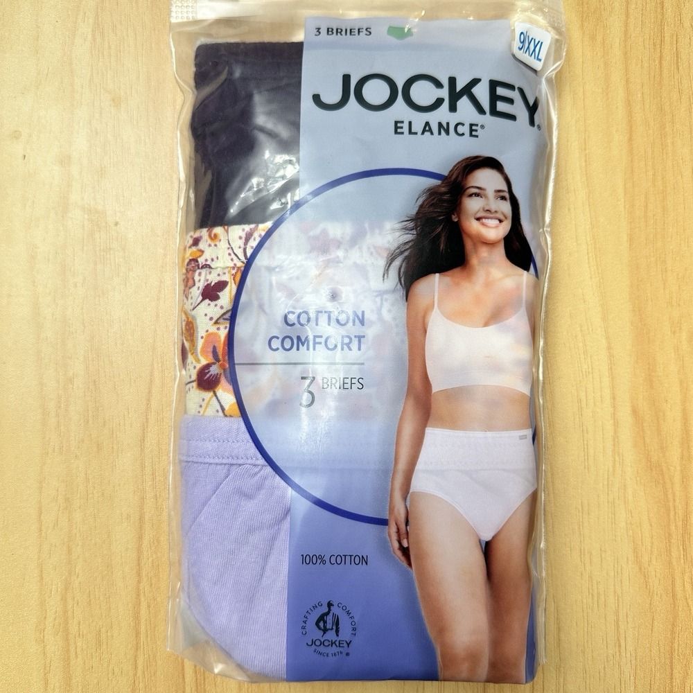 Jockey Elance Women's Briefs Size 9 XXL 3 Pack 100% Cotton NIP Older Style